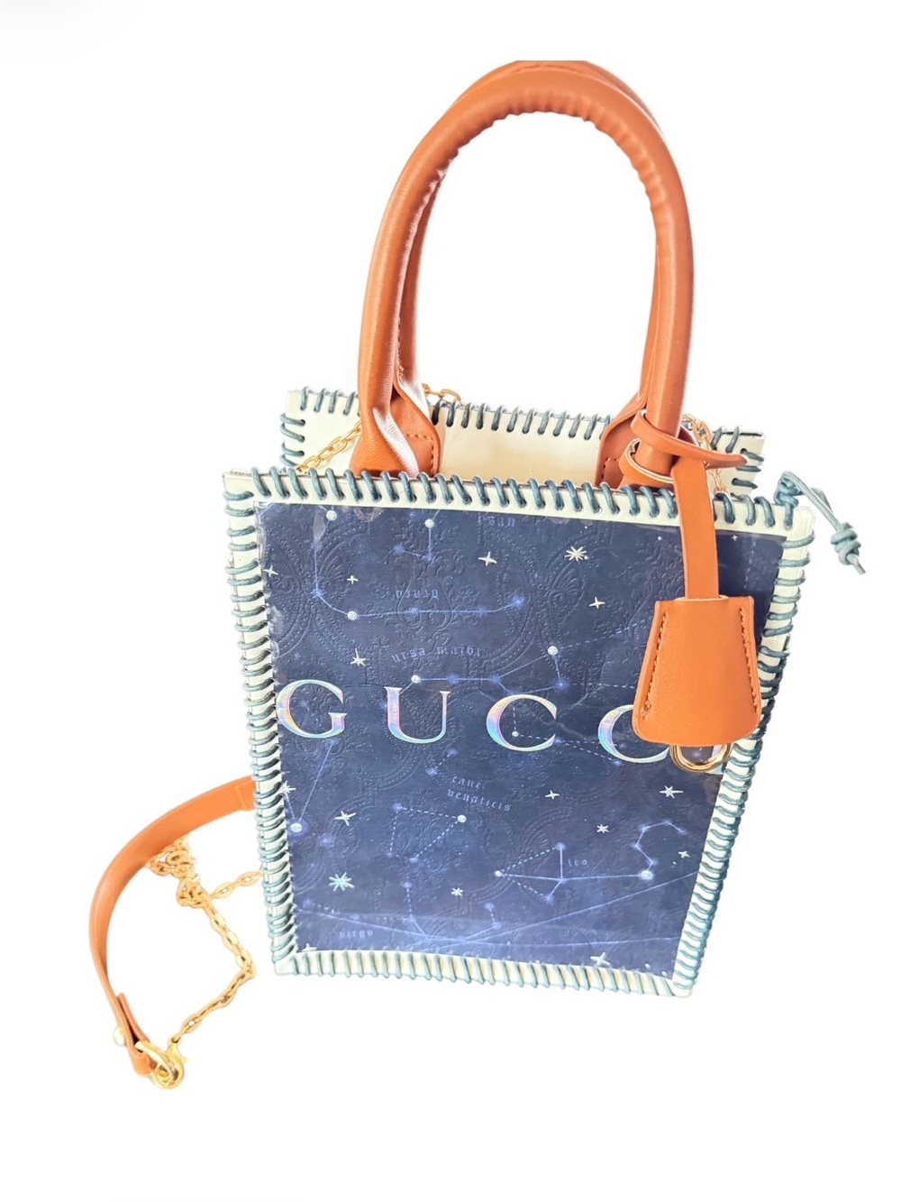 OOAK Upcycled Gucci Constellation Tote – Hand-Laced Celestial Bag - Picture 4 of 11